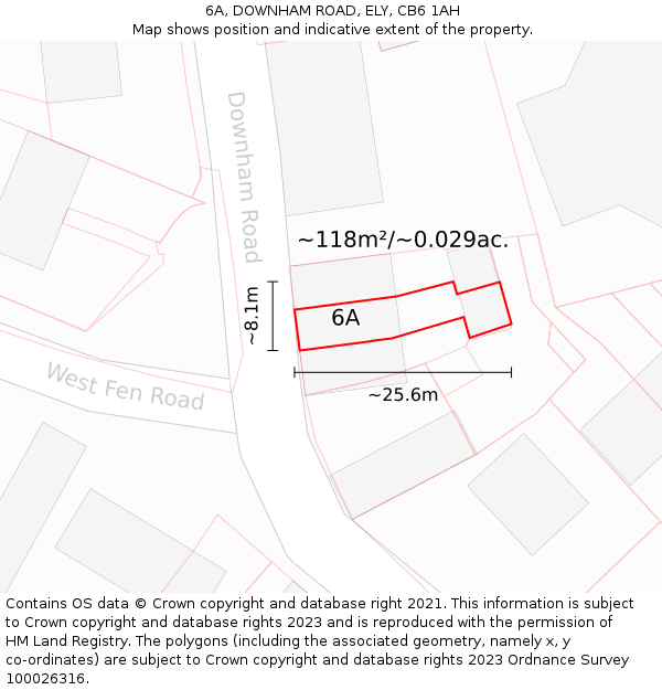 6A, DOWNHAM ROAD, ELY, CB6 1AH: Plot and title map