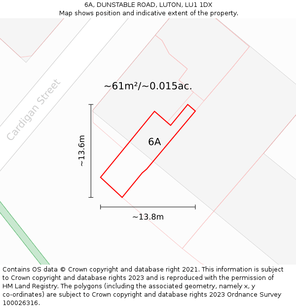 6A, DUNSTABLE ROAD, LUTON, LU1 1DX: Plot and title map