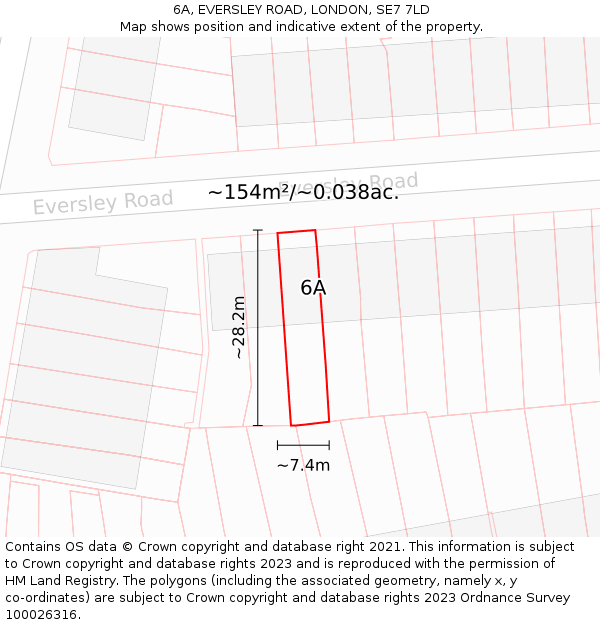 6A, EVERSLEY ROAD, LONDON, SE7 7LD: Plot and title map