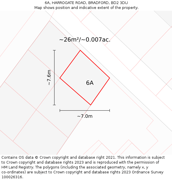 6A, HARROGATE ROAD, BRADFORD, BD2 3DU: Plot and title map