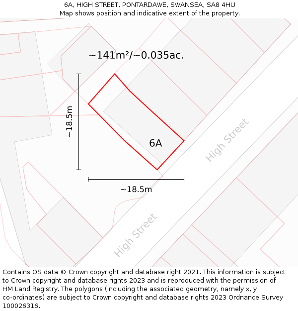 6A, HIGH STREET, PONTARDAWE, SWANSEA, SA8 4HU: Plot and title map