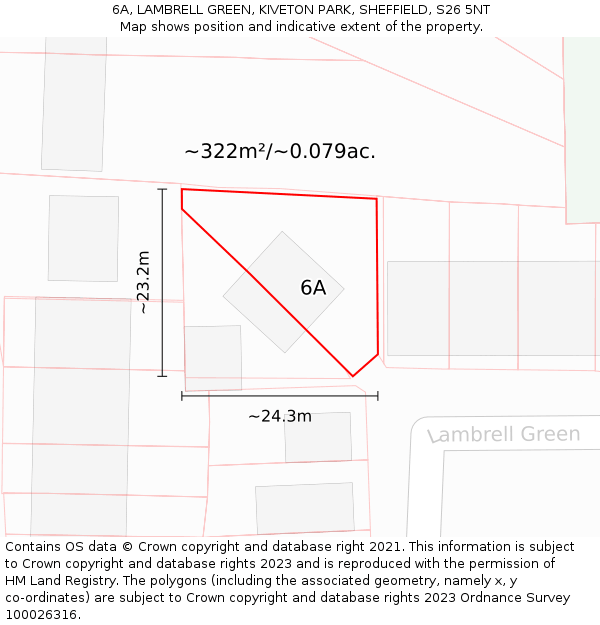 6A, LAMBRELL GREEN, KIVETON PARK, SHEFFIELD, S26 5NT: Plot and title map