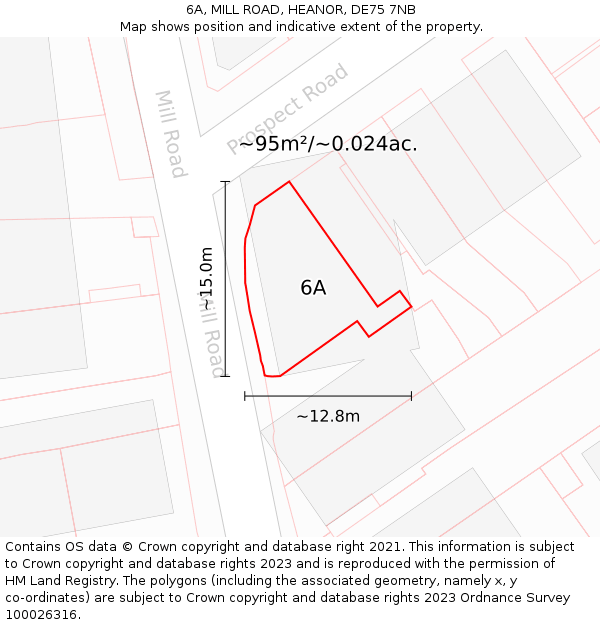 6A, MILL ROAD, HEANOR, DE75 7NB: Plot and title map