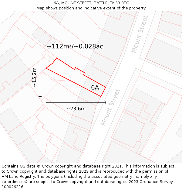 6A, MOUNT STREET, BATTLE, TN33 0EG: Plot and title map