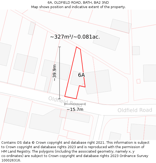 6A, OLDFIELD ROAD, BATH, BA2 3ND: Plot and title map