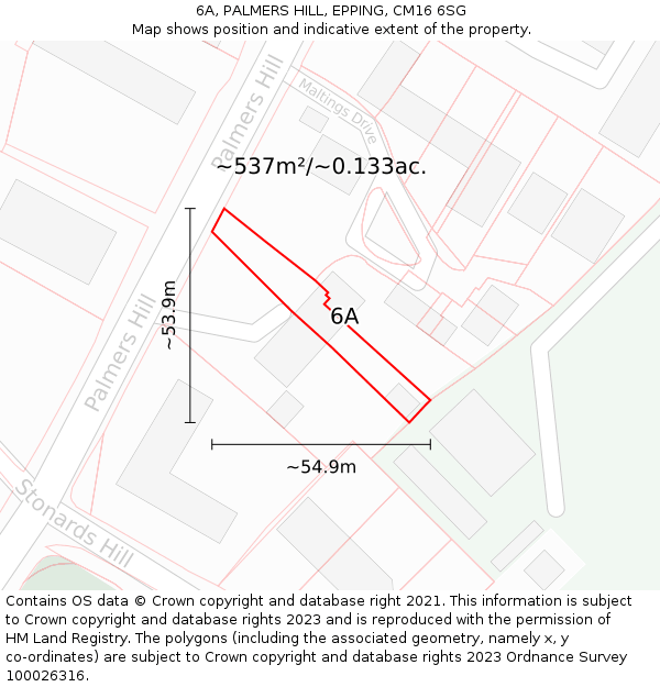 6A, PALMERS HILL, EPPING, CM16 6SG: Plot and title map