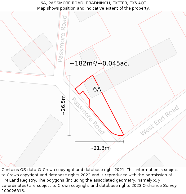 6A, PASSMORE ROAD, BRADNINCH, EXETER, EX5 4QT: Plot and title map