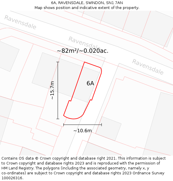 6A, RAVENSDALE, SWINDON, SN1 7AN: Plot and title map