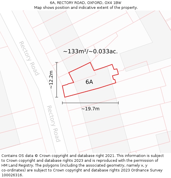 6A, RECTORY ROAD, OXFORD, OX4 1BW: Plot and title map