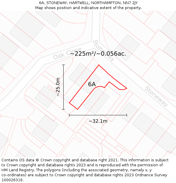 6A, STONEWAY, HARTWELL, NORTHAMPTON, NN7 2JY: Plot and title map