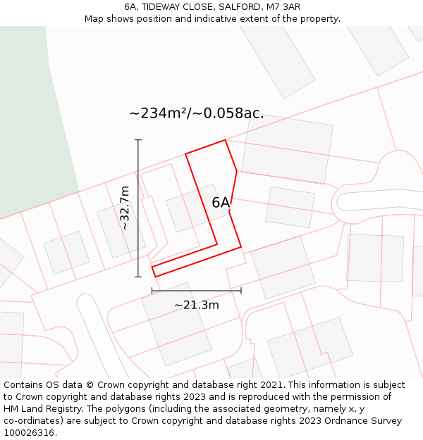6A, TIDEWAY CLOSE, SALFORD, M7 3AR: Plot and title map