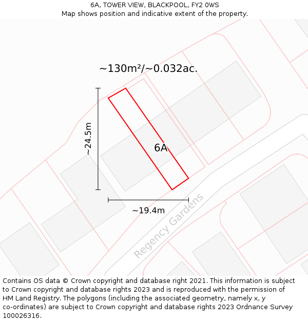 6A, TOWER VIEW, BLACKPOOL, FY2 0WS: Plot and title map