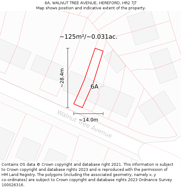 6A, WALNUT TREE AVENUE, HEREFORD, HR2 7JT: Plot and title map