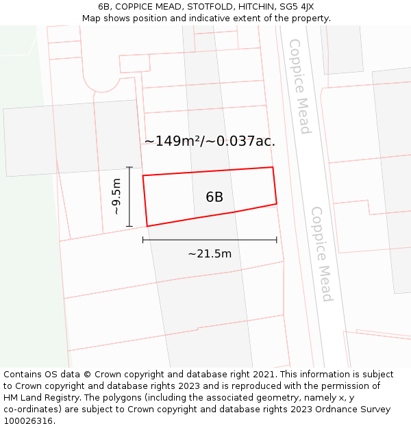 6B, COPPICE MEAD, STOTFOLD, HITCHIN, SG5 4JX: Plot and title map