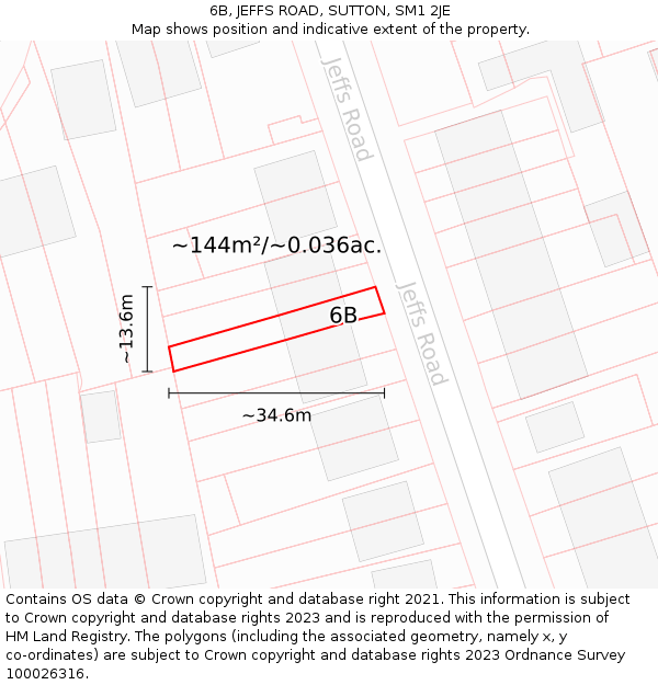 6B, JEFFS ROAD, SUTTON, SM1 2JE: Plot and title map