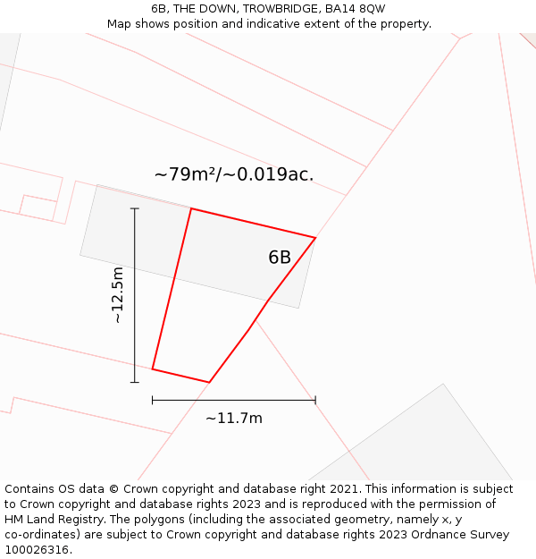 6B, THE DOWN, TROWBRIDGE, BA14 8QW: Plot and title map