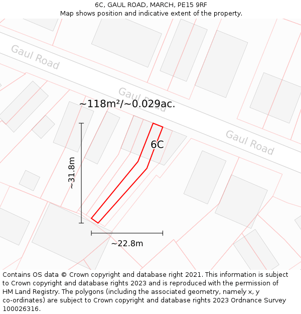 6C, GAUL ROAD, MARCH, PE15 9RF: Plot and title map