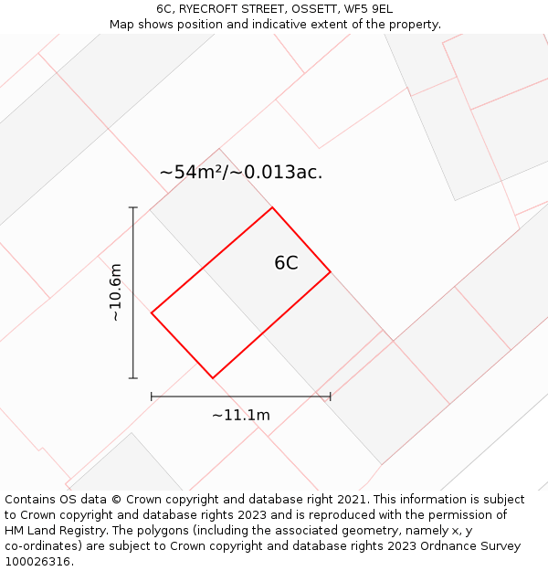 6C, RYECROFT STREET, OSSETT, WF5 9EL: Plot and title map