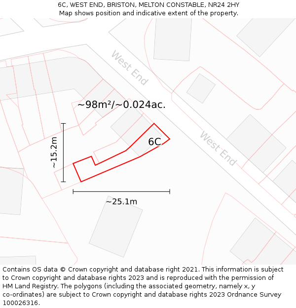 6C, WEST END, BRISTON, MELTON CONSTABLE, NR24 2HY: Plot and title map