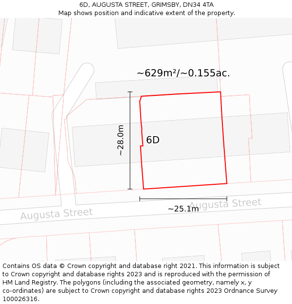 6D, AUGUSTA STREET, GRIMSBY, DN34 4TA: Plot and title map