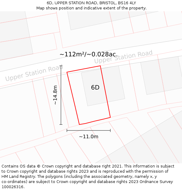 6D, UPPER STATION ROAD, BRISTOL, BS16 4LY: Plot and title map