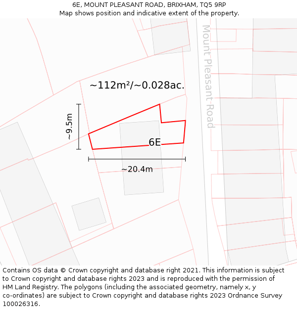 6E, MOUNT PLEASANT ROAD, BRIXHAM, TQ5 9RP: Plot and title map