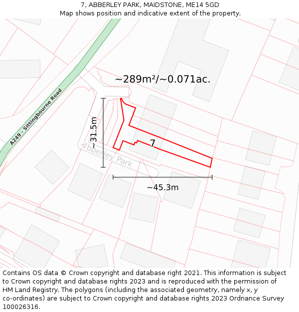 7, ABBERLEY PARK, MAIDSTONE, ME14 5GD: Plot and title map