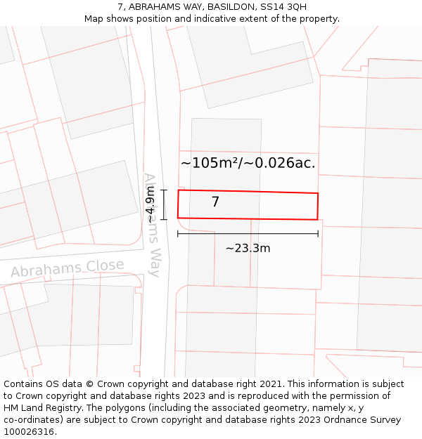 7, ABRAHAMS WAY, BASILDON, SS14 3QH: Plot and title map