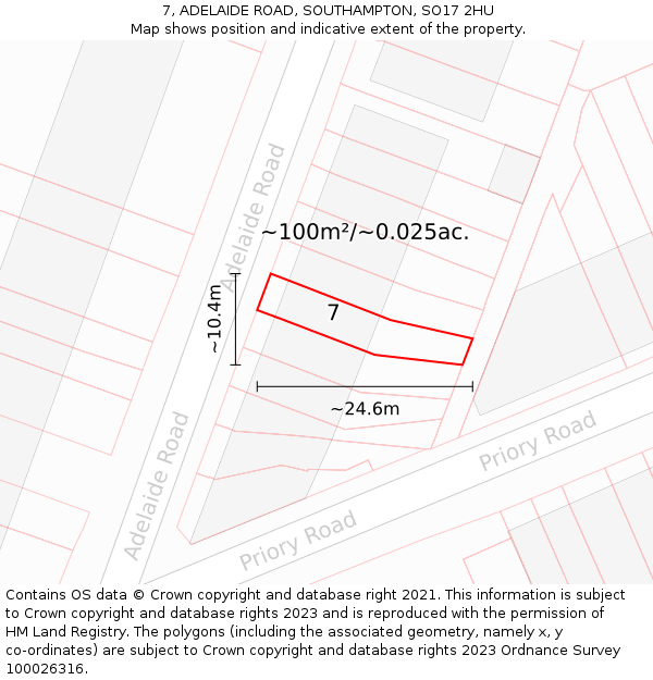 7, ADELAIDE ROAD, SOUTHAMPTON, SO17 2HU: Plot and title map