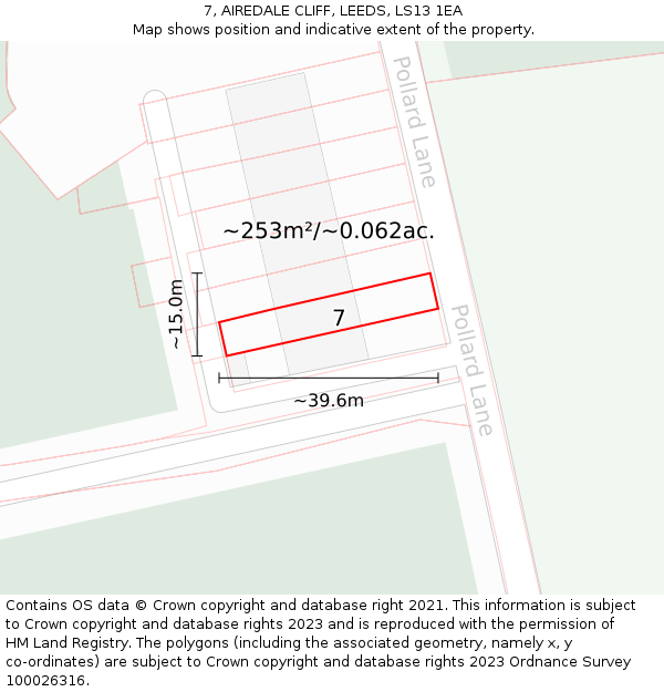 7, AIREDALE CLIFF, LEEDS, LS13 1EA: Plot and title map