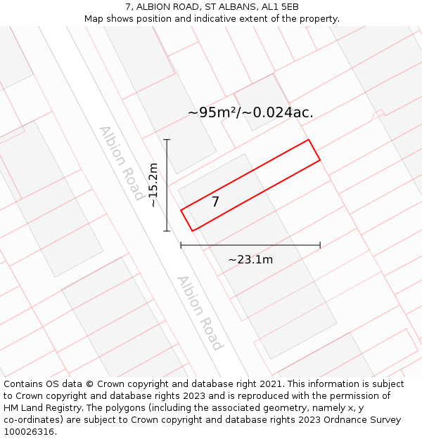 7, ALBION ROAD, ST ALBANS, AL1 5EB: Plot and title map
