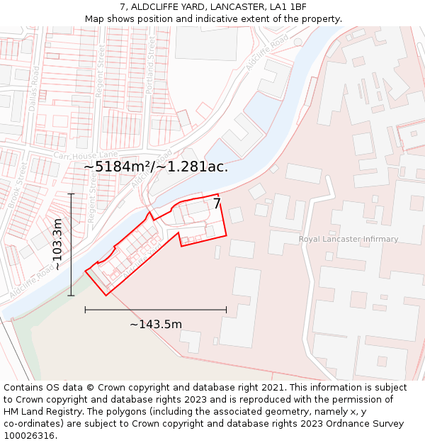 7, ALDCLIFFE YARD, LANCASTER, LA1 1BF: Plot and title map