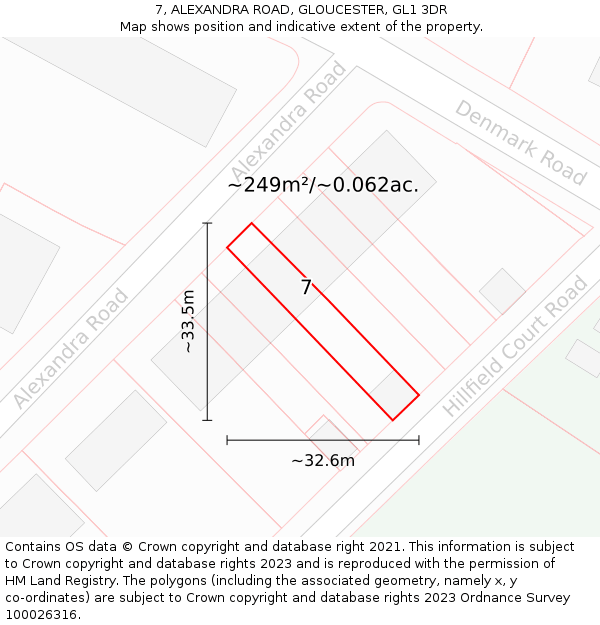 7, ALEXANDRA ROAD, GLOUCESTER, GL1 3DR: Plot and title map