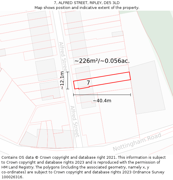 7, ALFRED STREET, RIPLEY, DE5 3LD: Plot and title map