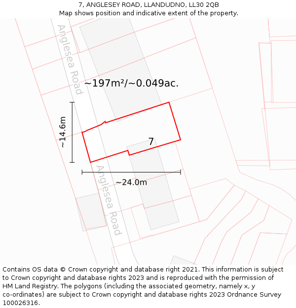 7, ANGLESEY ROAD, LLANDUDNO, LL30 2QB: Plot and title map
