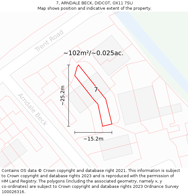 7, ARNDALE BECK, DIDCOT, OX11 7SU: Plot and title map
