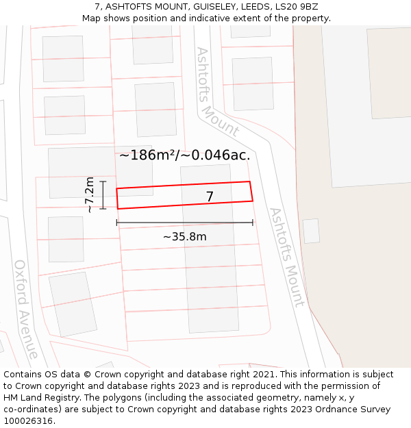 7, ASHTOFTS MOUNT, GUISELEY, LEEDS, LS20 9BZ: Plot and title map