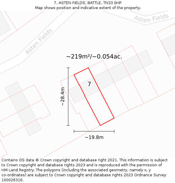 7, ASTEN FIELDS, BATTLE, TN33 0HP: Plot and title map
