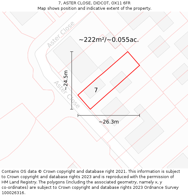 7, ASTER CLOSE, DIDCOT, OX11 6FR: Plot and title map