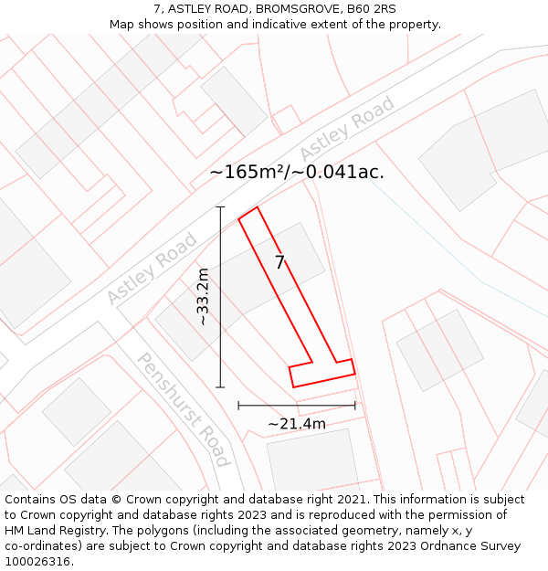 7, ASTLEY ROAD, BROMSGROVE, B60 2RS: Plot and title map