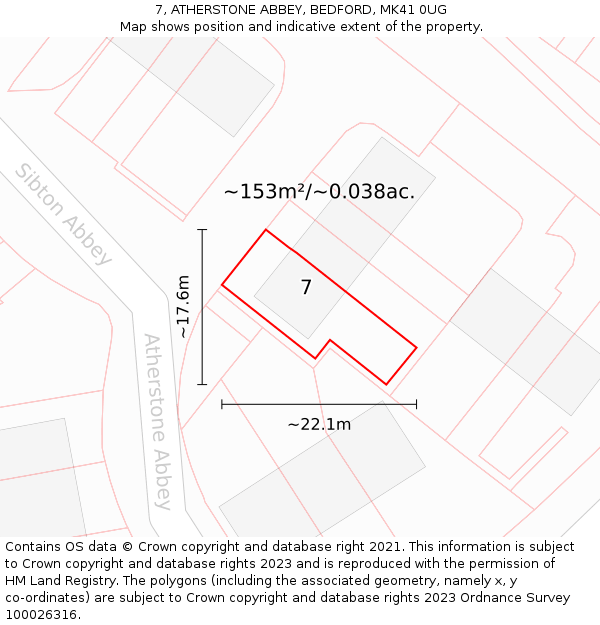 7, ATHERSTONE ABBEY, BEDFORD, MK41 0UG: Plot and title map