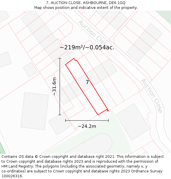 7, AUCTION CLOSE, ASHBOURNE, DE6 1GQ: Plot and title map