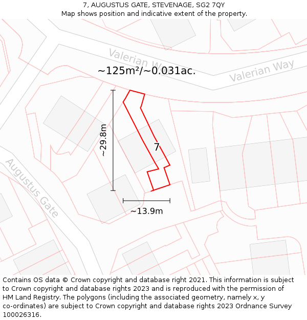7, AUGUSTUS GATE, STEVENAGE, SG2 7QY: Plot and title map