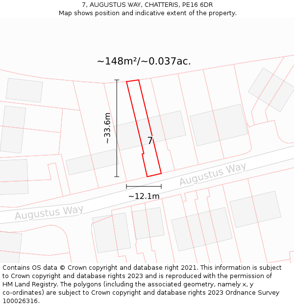 7, AUGUSTUS WAY, CHATTERIS, PE16 6DR: Plot and title map