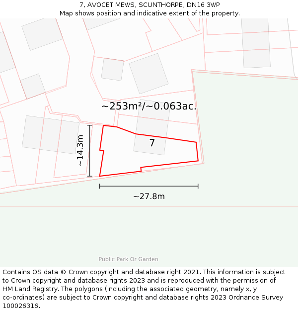 7, AVOCET MEWS, SCUNTHORPE, DN16 3WP: Plot and title map