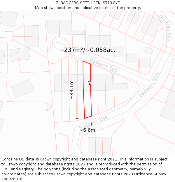 7, BADGERS SETT, LEEK, ST13 8YE: Plot and title map
