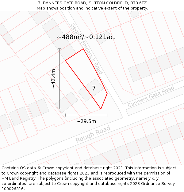 7, BANNERS GATE ROAD, SUTTON COLDFIELD, B73 6TZ: Plot and title map