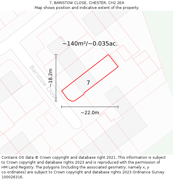 7, BARISTOW CLOSE, CHESTER, CH2 2EA: Plot and title map