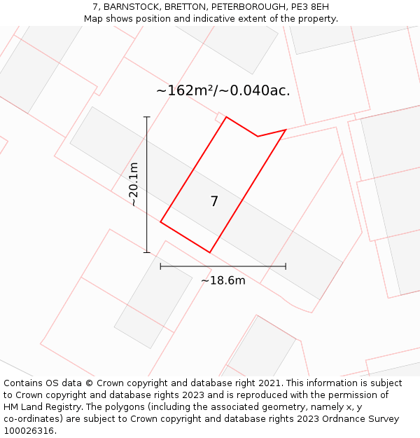 7, BARNSTOCK, BRETTON, PETERBOROUGH, PE3 8EH: Plot and title map