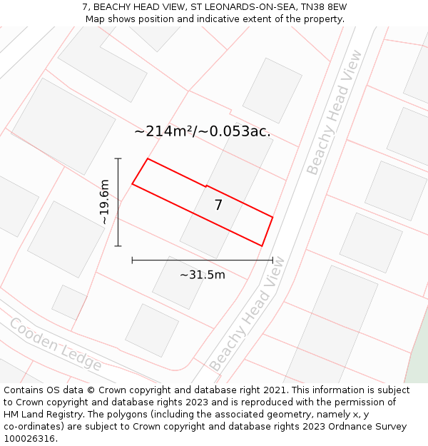 7, BEACHY HEAD VIEW, ST LEONARDS-ON-SEA, TN38 8EW: Plot and title map